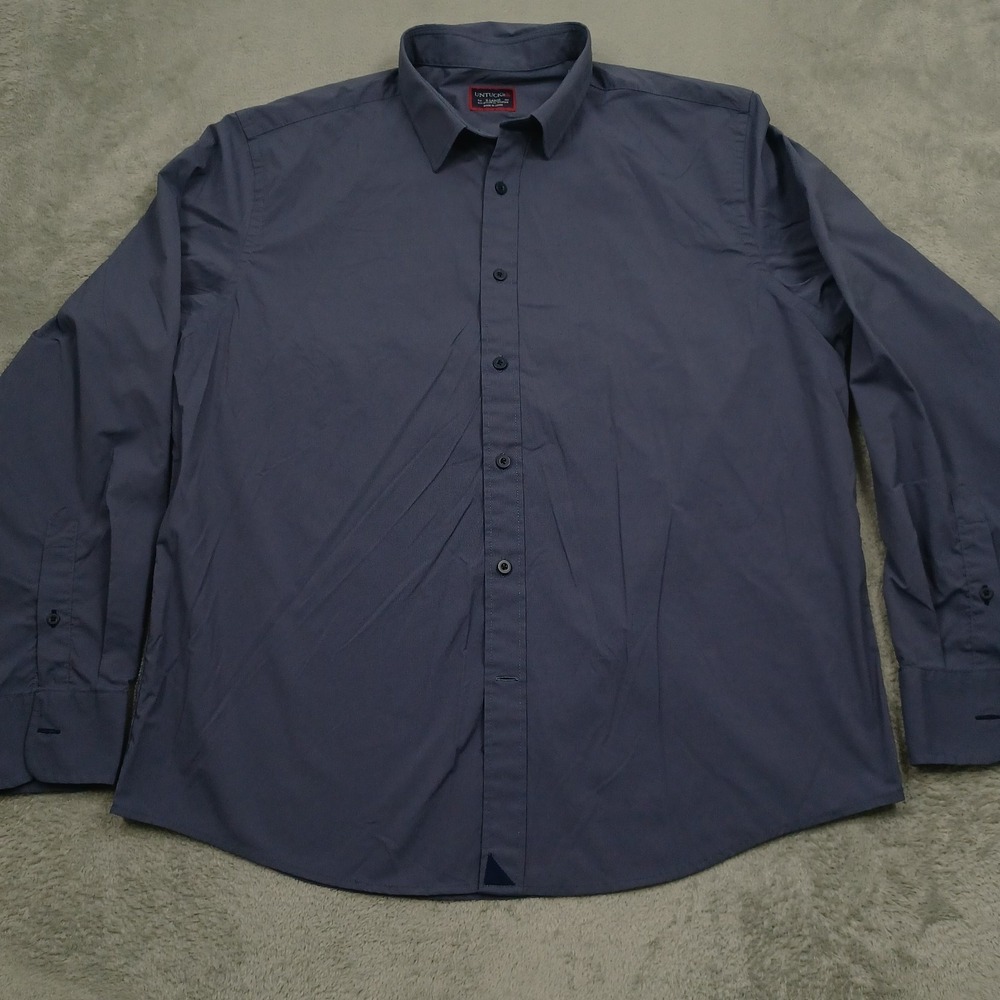 Untuckit Shirt Mens XL Blue Nylon Preppy Casual Button Up Long Sleeve